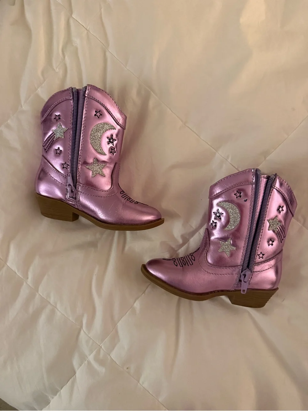 Tucker + Tate Girls Metallic Pink Fringe Cowboy Boots